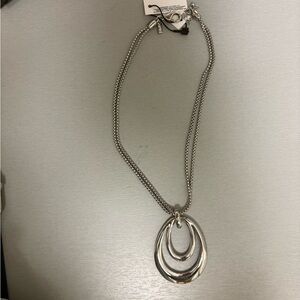 White House Black Market Silver Double Oval Necklace